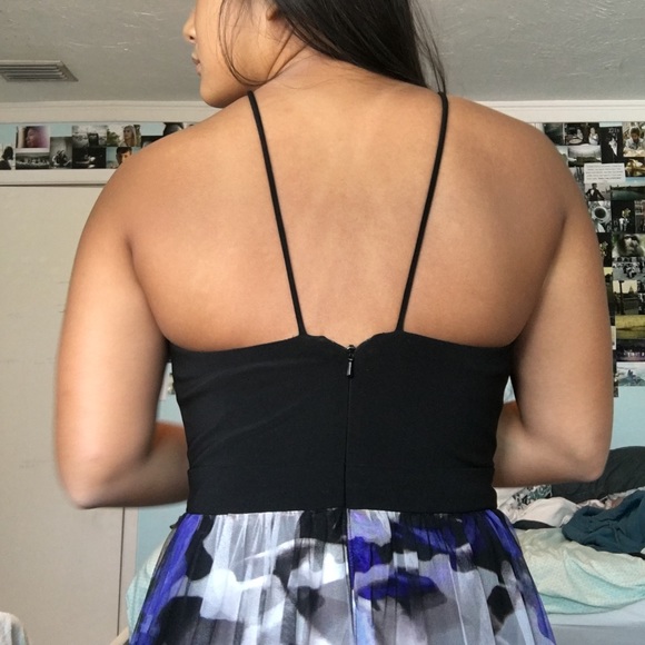 Blondie Nites Floral Print Mesh Halter Gown - Picture 9 of 9